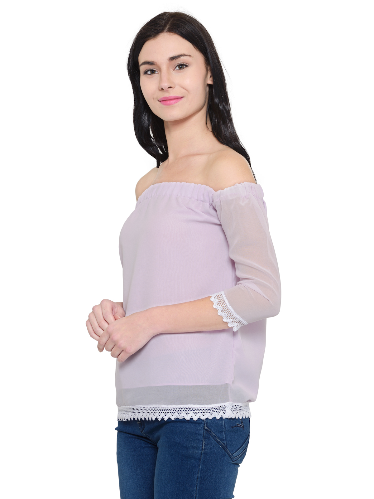 Off shoulder Hem lace top